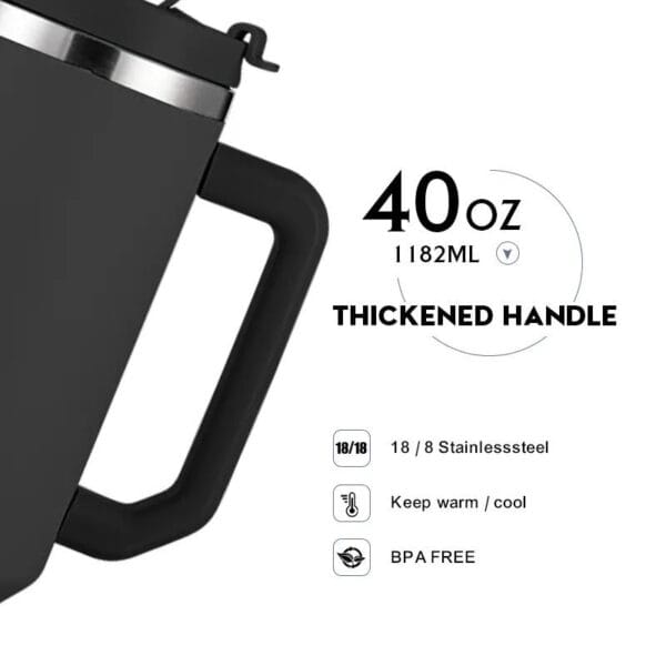 Stainless Steel Insulated Water Tumbler with Lid and Straw |12hr Hot & 8hr Cold|Fits Cup Holder| Leak Proof| for Gym, Office,Travel| - Image 4
