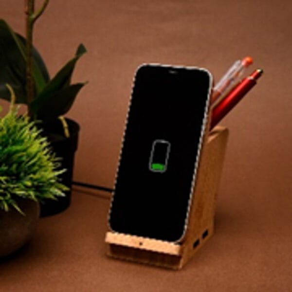 Maple 5W Wireless Charger & USB Hub with Pen Stand