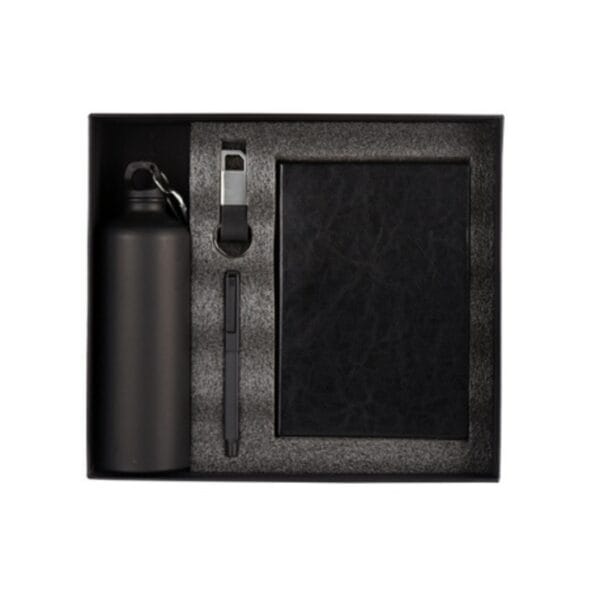 Treston 4 in 1 Black Combo Gift Set (Bottle, Pen, Keychain, Soft Bound Diary)