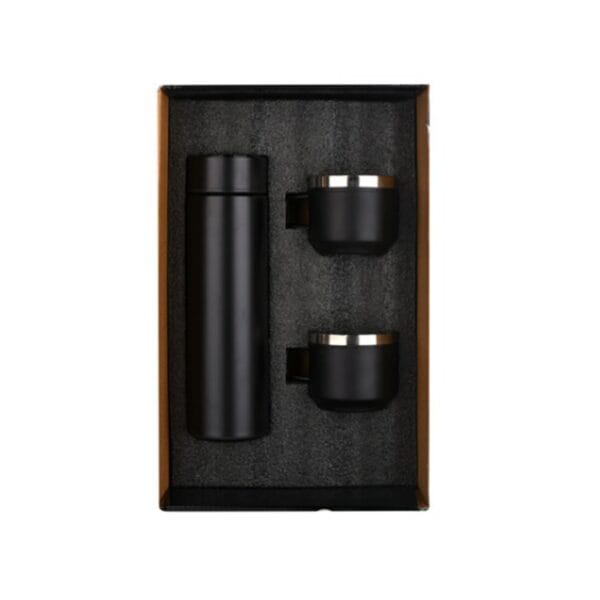 Wizard Matte Black Temperature Bottle With 2 Steel Cups Gift Set