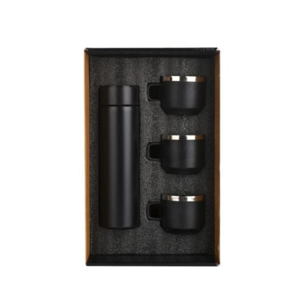 Honor Matte Black Temperature Bottle With 3 Steel Cups Gift Set