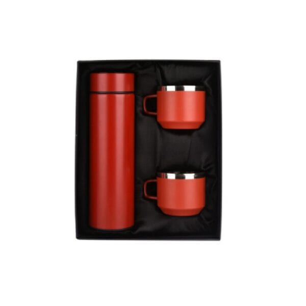 Trillion (Satin) Red Temperature Bottle With 2 Steel Cups