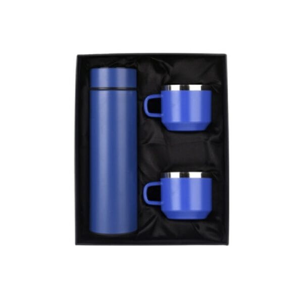 Trillion (Satin) Blue Temperature Bottle With 2 Steel Cups