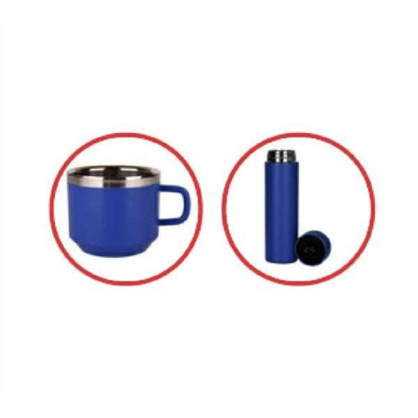 Trillion (Satin) Blue Temperature Bottle With 2 Steel Cups - Image 3