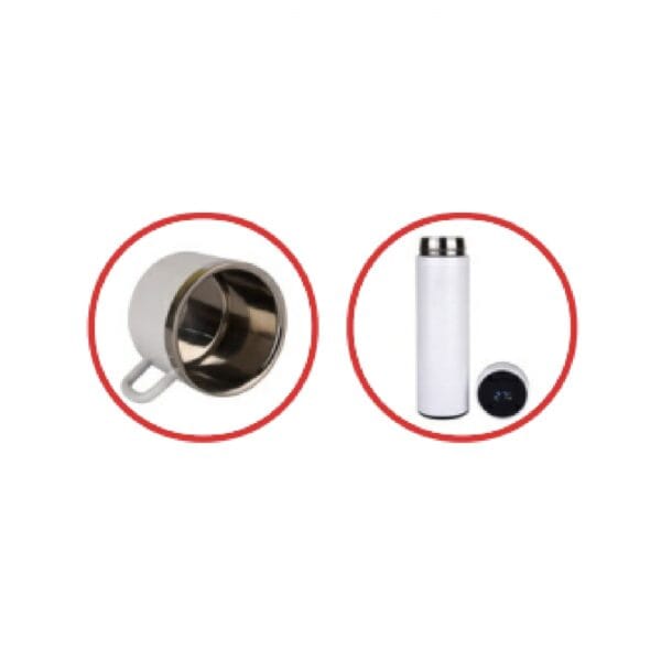 Trillion (Satin) White Temperature Bottle With 2 Steel Cups Gift Set - Image 3
