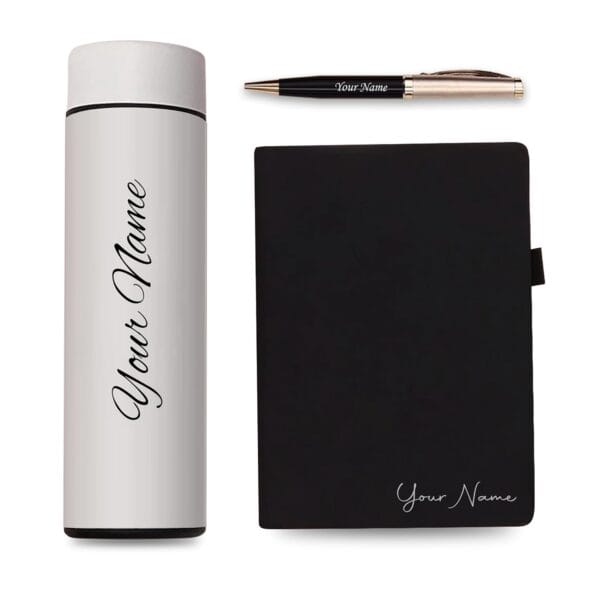 Personalized Graduation Gift Set-Slim Pen with Name Engraving, Black A5 Diary with Graduation Cap - Image 6