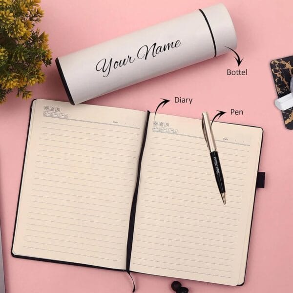 Personalized Graduation Gift Set-Slim Pen with Name Engraving, Black A5 Diary with Graduation Cap - Image 5