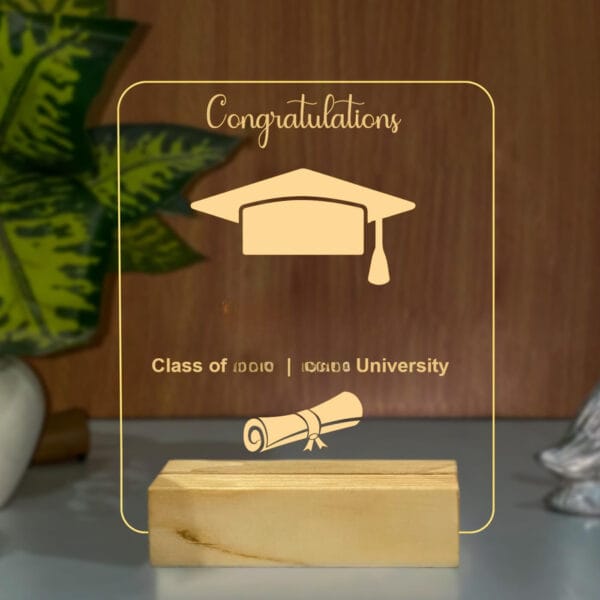 Customized Led Night Lamp Graduation Gift for Students (Warm White Light)