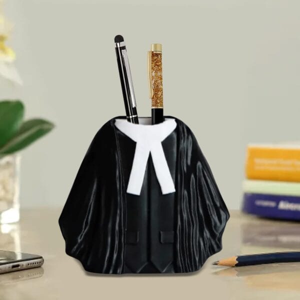 Advocate Coat Shape Customized Pen Pencil Holder Stand Desktop Table Organizer, Name Engraved For Lawyer - Image 2