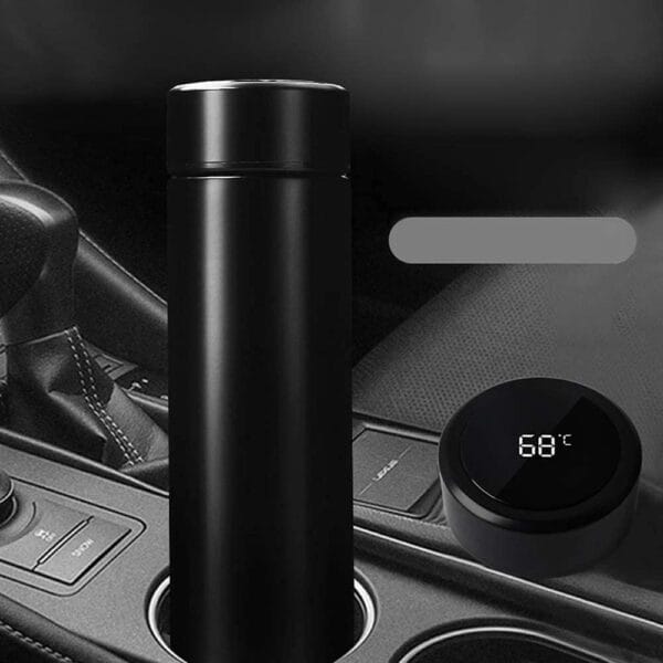 Customized/Personalized Stainless Steel Water Bottle with Smart LED Touch Screen, Keep Cold 500 ml (Matte Black) - Image 6