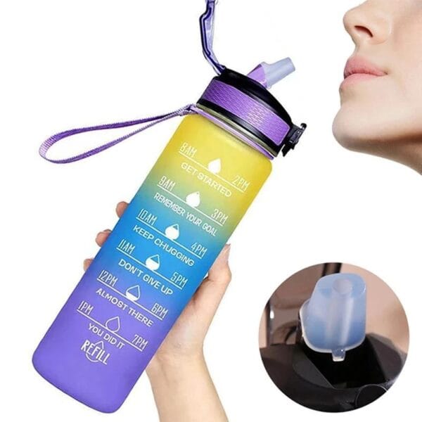 Water Bottles Sipper Bottle For Adults, Kids,Unbreakable Motivational Water Bottle Time Mark Sipper With Straw & Time For Gym Office School Home Water Bottle for Kids  (900ml)) - Image 2